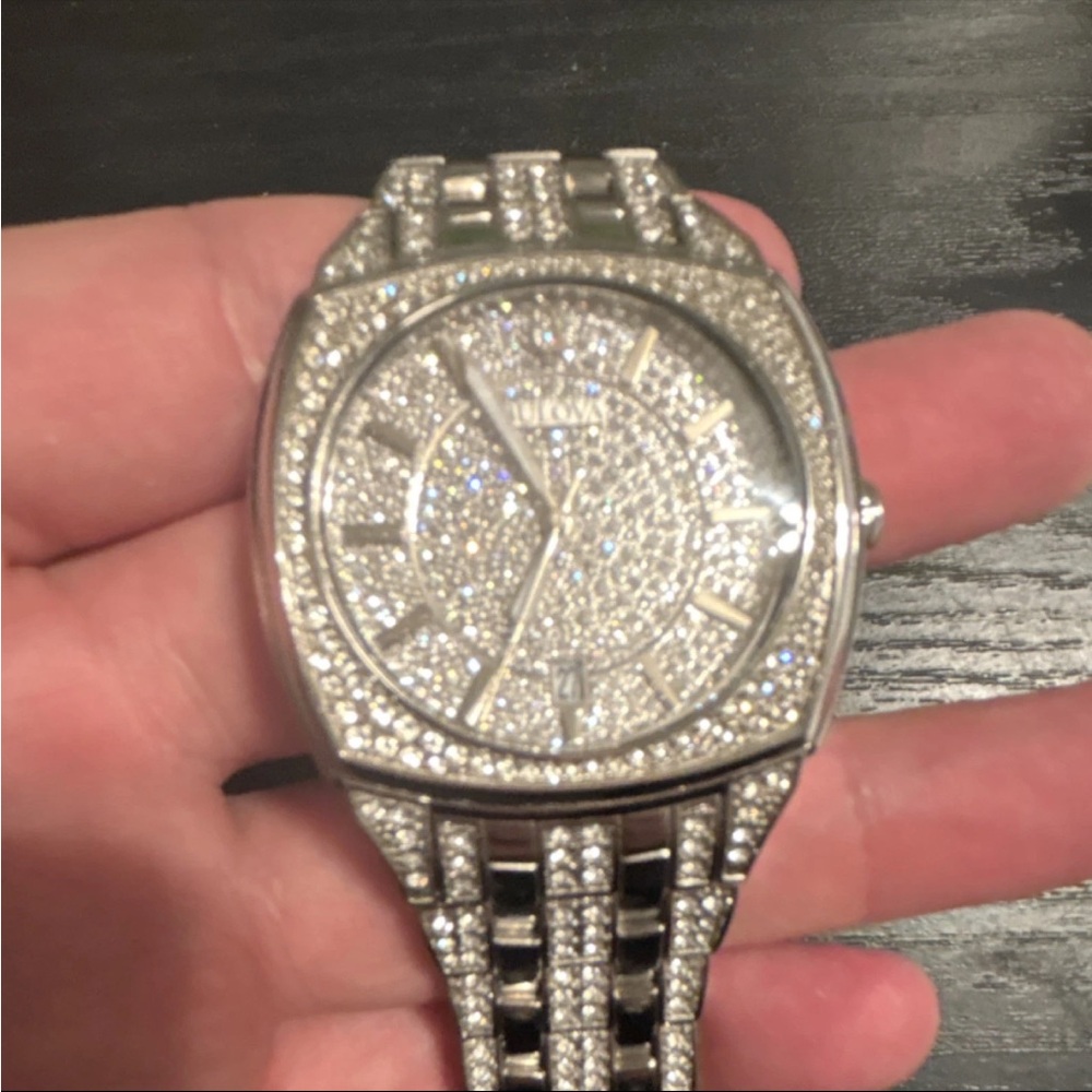 Bulova Silver Watch with Crystal Accents